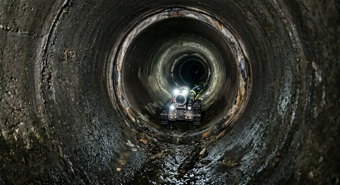 Robotic sewer camera inspecting pipe interior for Sewer Line Repair in Beeville
